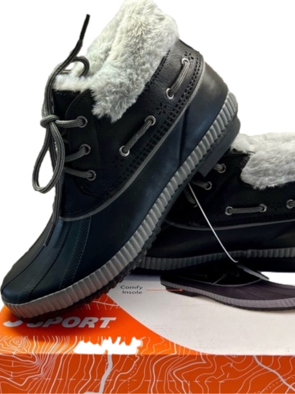 JSport by Jambu Women’s Short Duck Shoes Boot Black Size 7, 8 or 10 NIB NEW